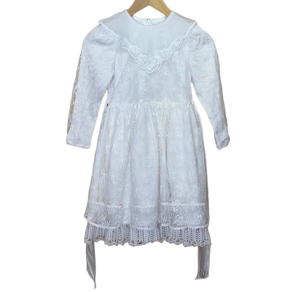 Gunne Sax White Vintage Lace Dainty Girls Dress 6X